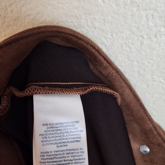 CHAPS Brown Suede Front Button A Line Skirt Western Boho Skirt Size 6 - Picture 4 of 6